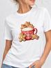 (Asian Size) faith cute flower Print Woman Clothing New Year T Shirt Christmas Festival Tee Women Fashion Top Short Sleeve Graphic T-shirt