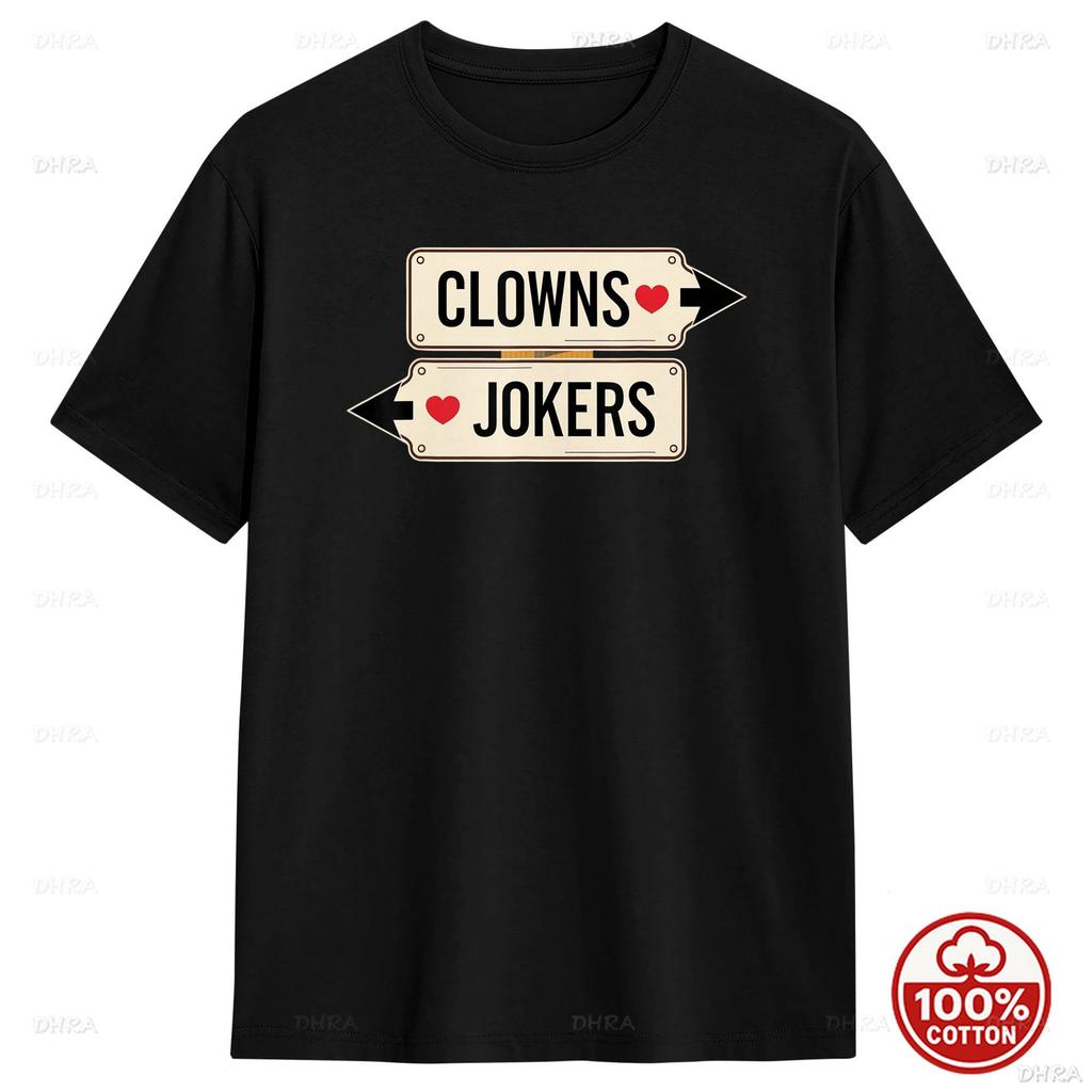 Vintage Direction Clowns To The Left Jokers To The Right 100% Cotton T Shirt Unisex Loose Summer Vintage Oneck Novelty Tees Y2K