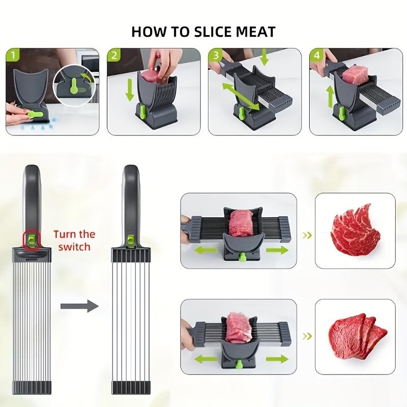Manual Meat Slicer with Stainless Steel Blades,Kitchen Slicer|Ergonomic Kitchen Tool,Durable Kitchen Gadget