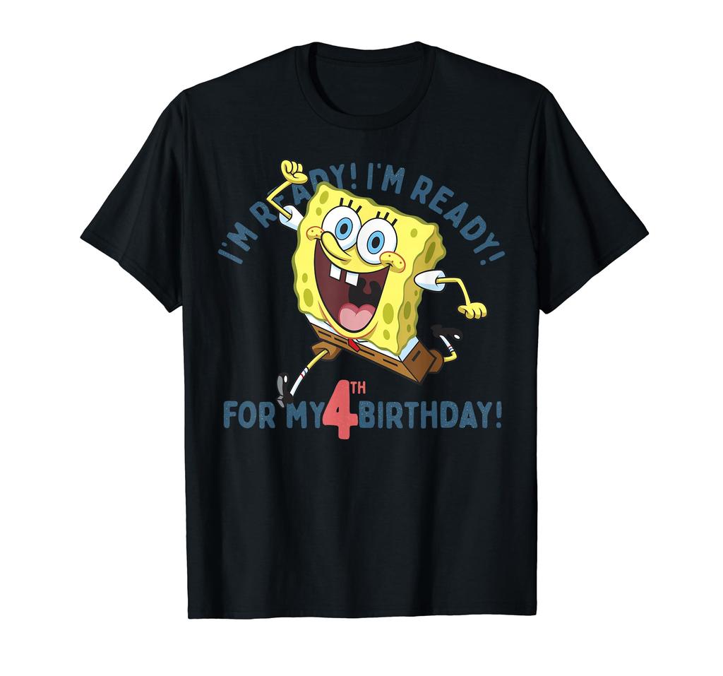 Nickelodeon Spongebob Squarepants Ready For My 4th Birthday T-Shirt