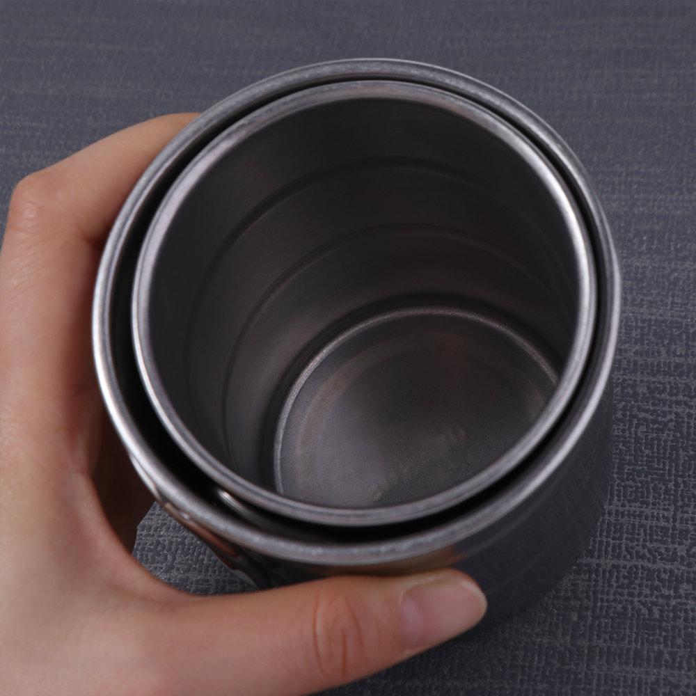 Heat-resistant Stainless Steel Camping Mug Folding Handle Portable Outdoor Drinking Cup  RV Party
