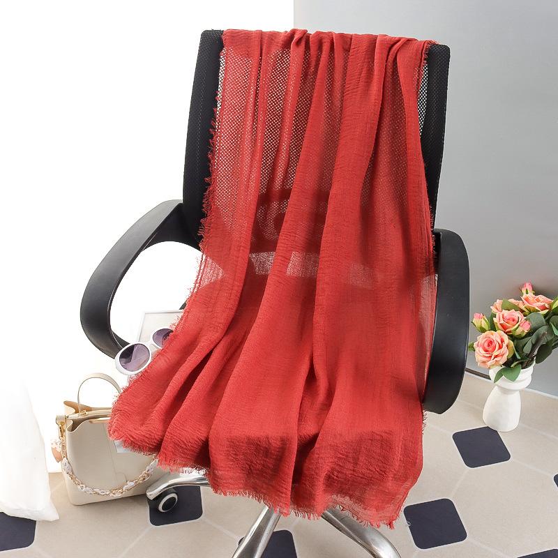 Sciarpa grande da donna in cotone e lino di colore puro: Foulard musulmano primaverile/estivo, telo mare, scialle con protezione solare