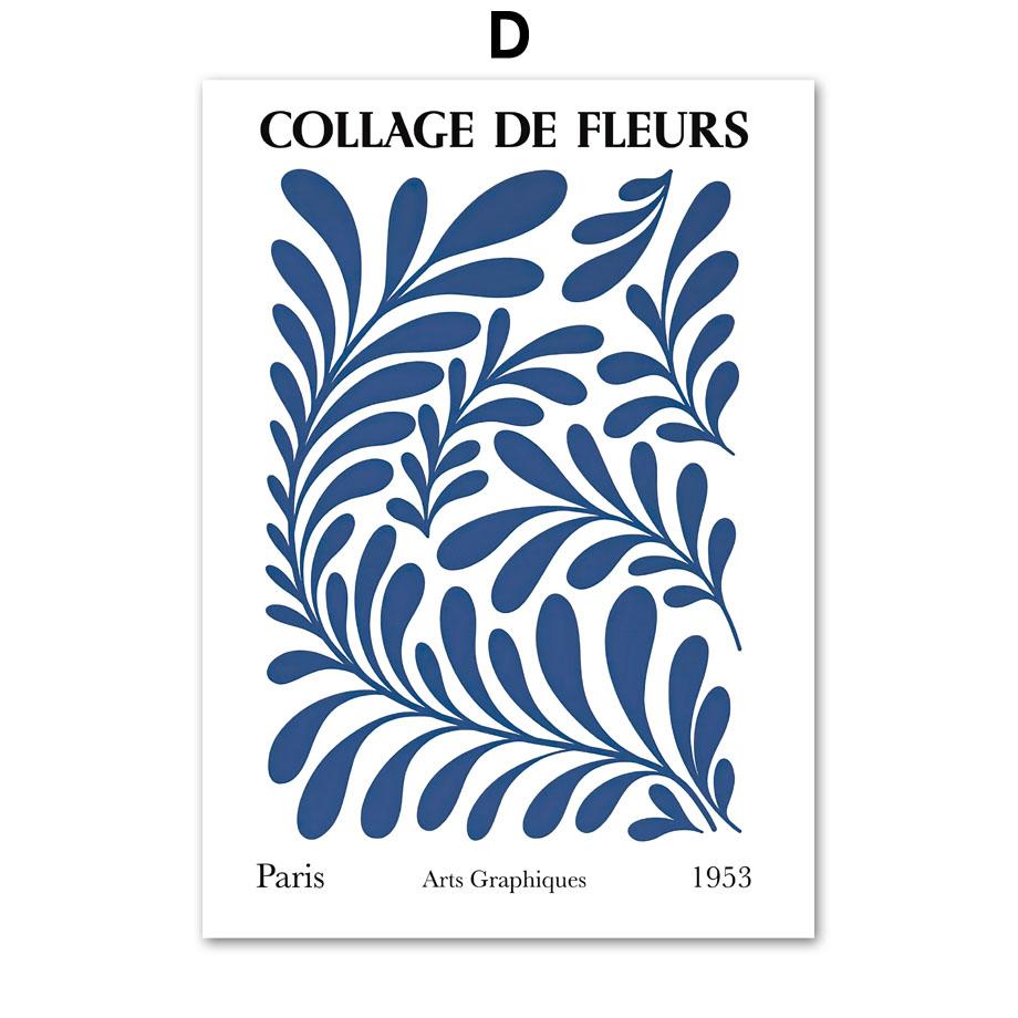 Navy Blue Abstract Matisse William Morris Wall Art Print Canvas Painting France Flower Nordic Posters Decor Pictures Living Room