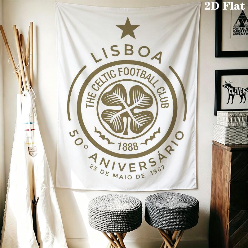 Celtic Football Club Wall Tapestry Aesthetic Wall Hanging Printed Fabric Blanket Decorative Tapestries for Bedroom Living Room Home Decor