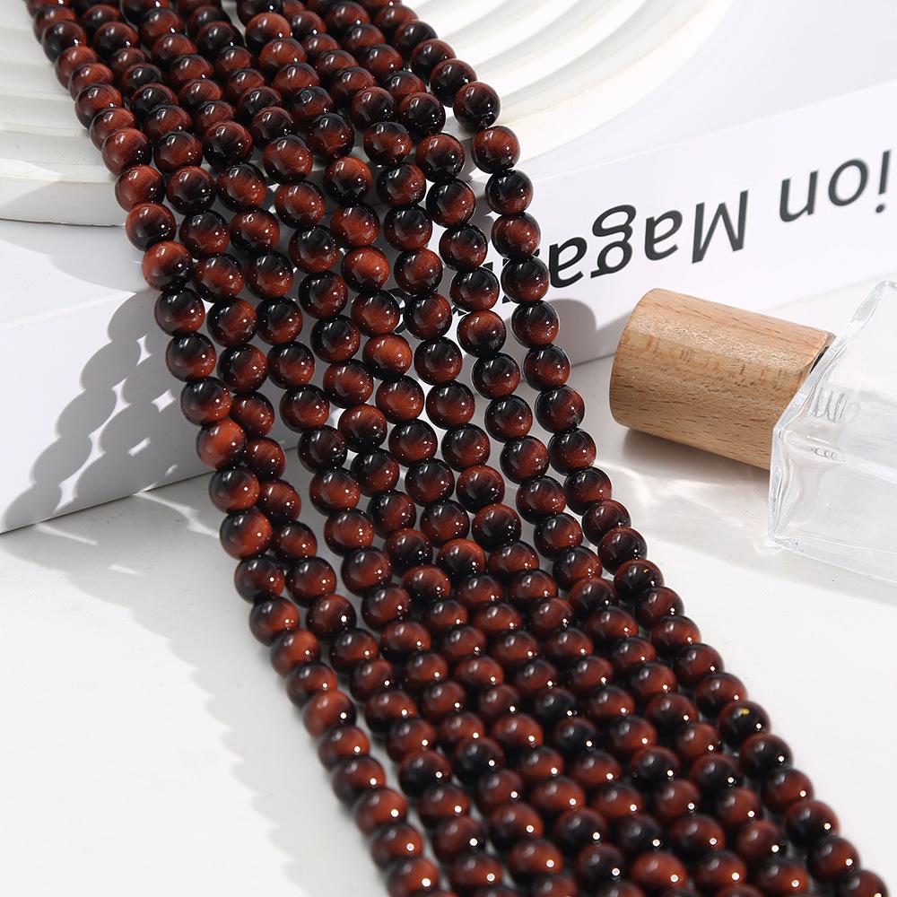 High-Quality Imitation Yellow Tiger Eye Gemstone Glass Beads for DIY Bracelets and Ornaments