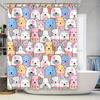 Adorable Dog Animal Print Shower Curtain for Bathroom Decor Multicolor Design with 12 Hooks Set Polyester Fabric