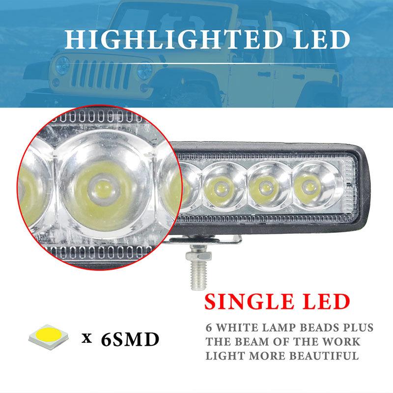 6Led Work Light Bar for Motorcycle LED Lens Spot Headlights 6000k White Super Bright Motorbike SUV ATV Off-road Driving Lamp