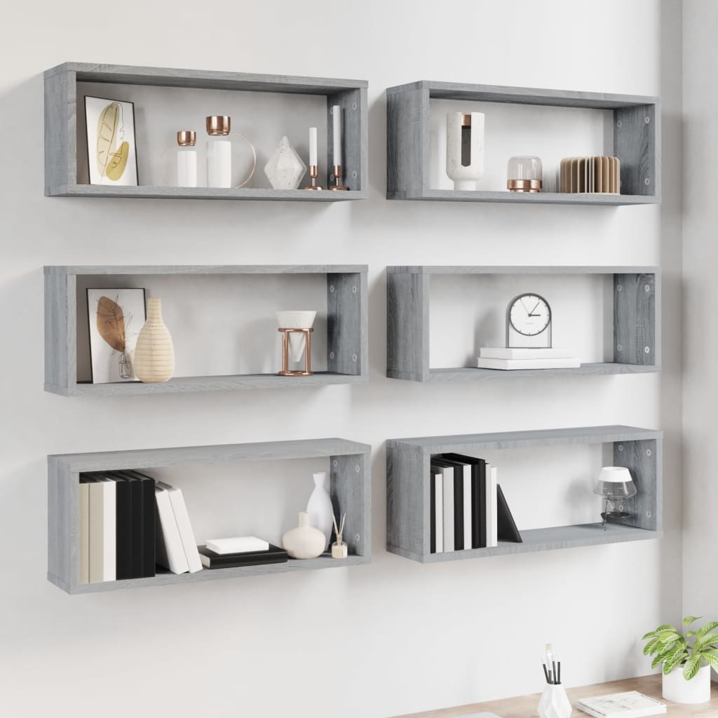Cube Shelving Units 6 pcs Grey Sonoma 60 x 15 x 23 cm Particleboard