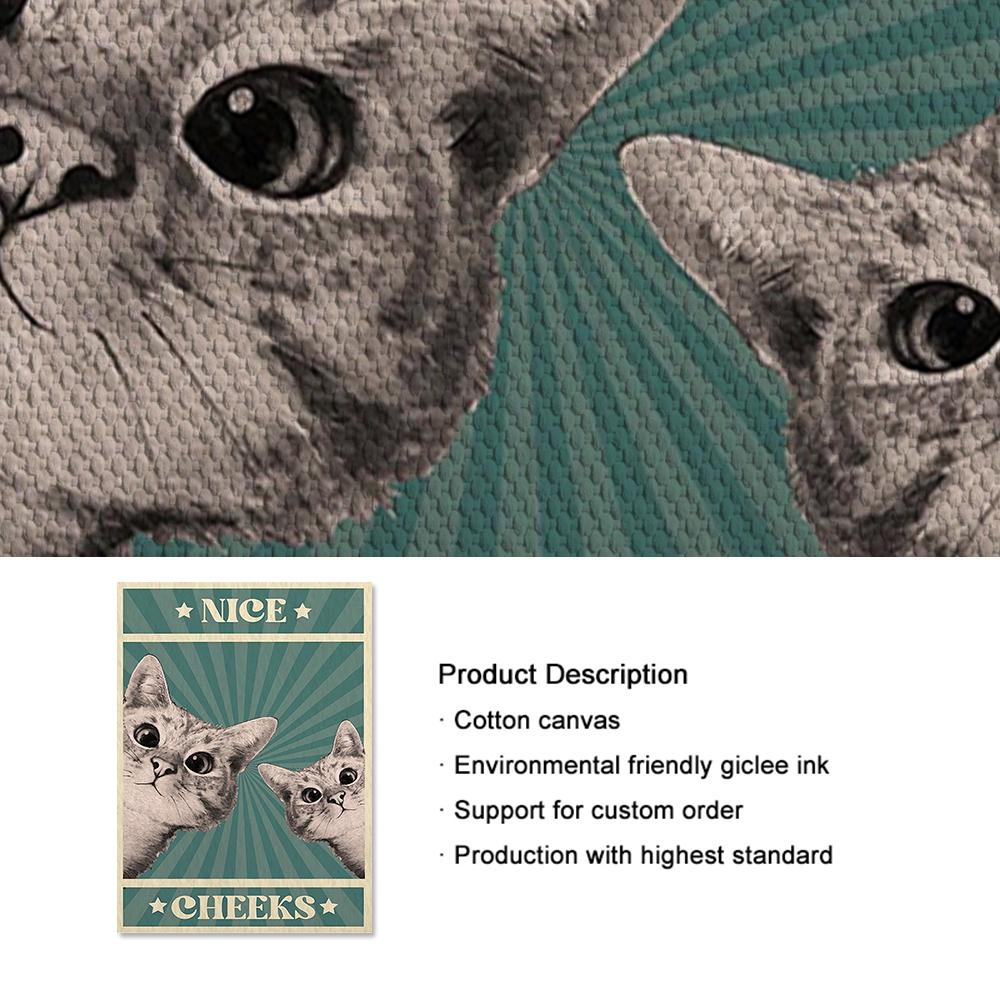 Pooper du Plakat Baderom Morsomt skilt Lerretstrykk Søt katt Fine kinn Sitat Kunst til maling Veggbilde Toalett WC Dekor