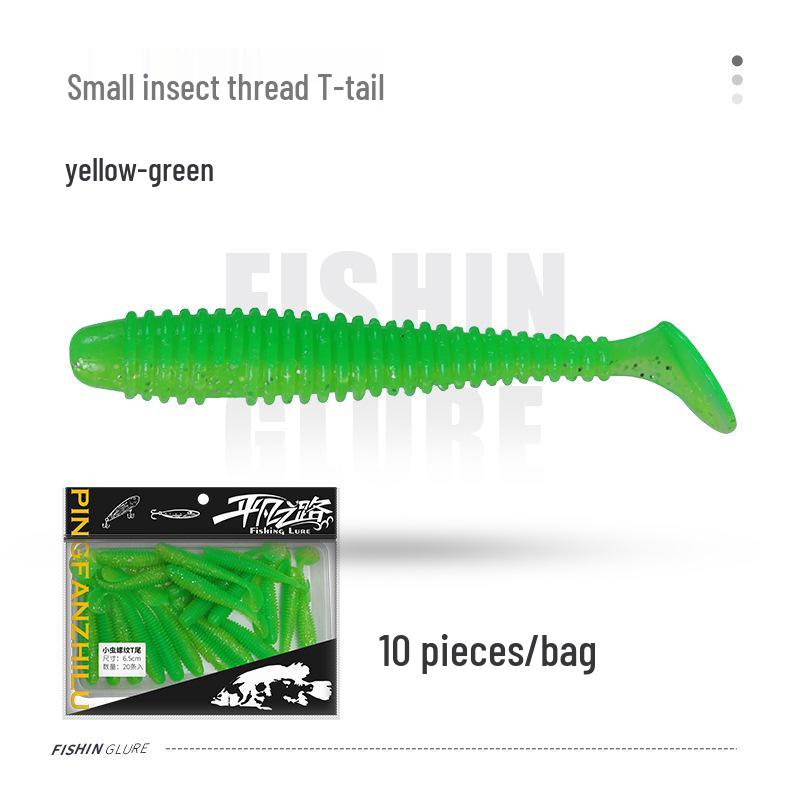 Mandarin Fish-Scented Ribbed T-Tail Soft Worm Lure with Salt