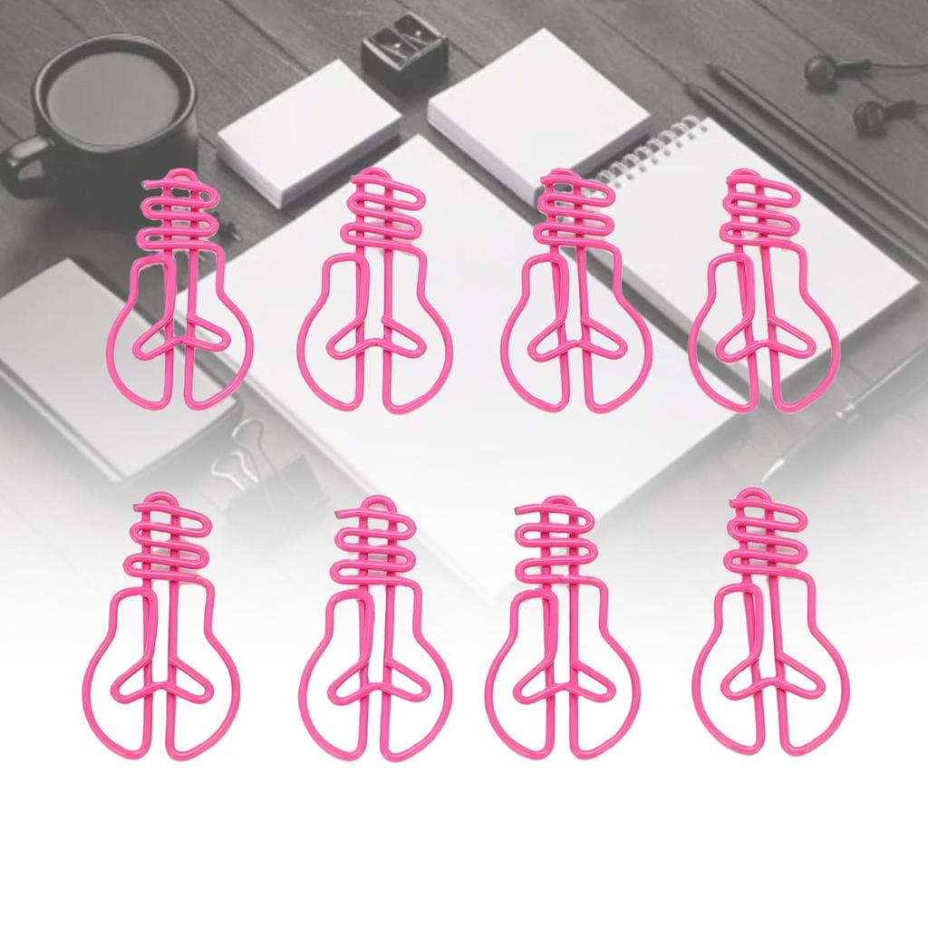 100Pcs Light Bulb Shaped Paper Clips Metal Decorative Paperclip Set for Calendar Journal Scrapbooks