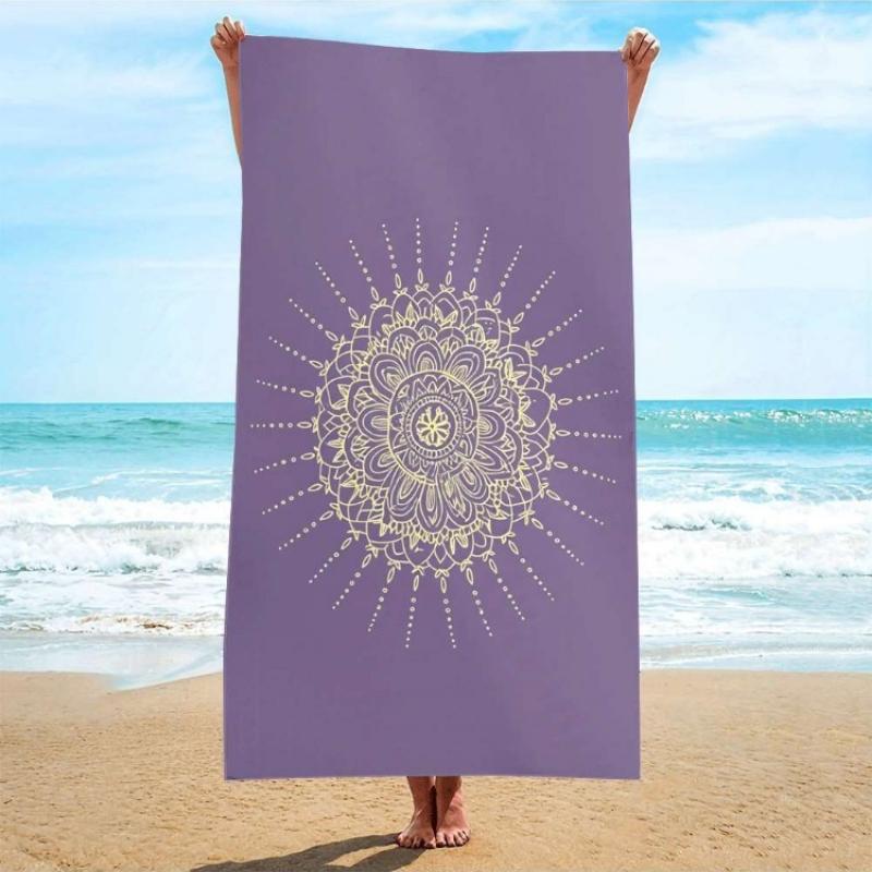 

Purple Mandala Patterned Beach Towel, Quick-Drying Ultra-Fine Fiber, Strong Wrap Design, Suitable for Beach And Pool Use W30*H60(CM)