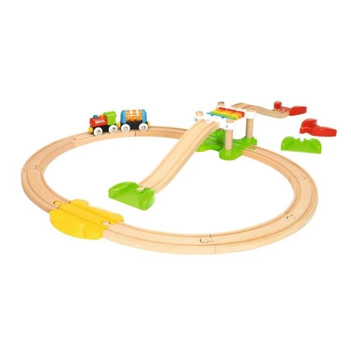 Circuit de train en bois BRIO Mon Premier Circuit de Découverte - Coffret 18 pièces - Dès 18 mois