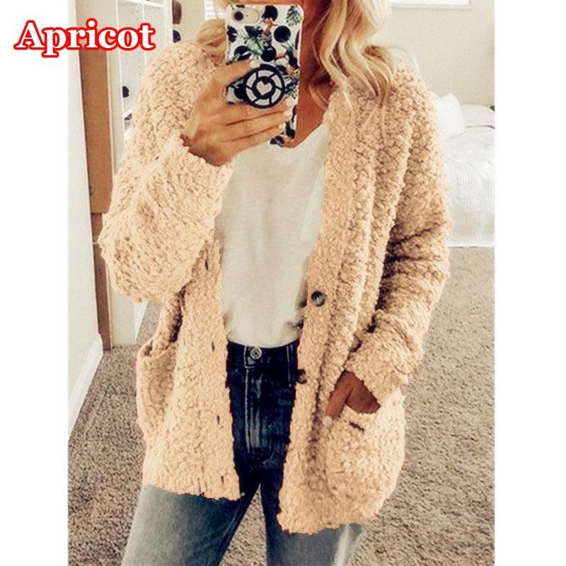 Frauen Herbst Winter Plüsch Sweatshirt Mode Lässig Plüsch Strickjacke Damen Lose Pullover Tops Plus Größe