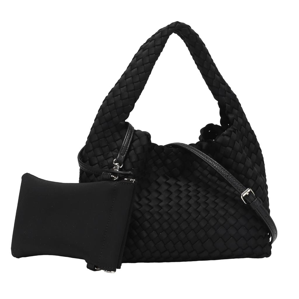 QUAY Mesh Shoulder Large Capacity Nylon Perfect for or As a Gift for Women's 2-Way Bag, Handbag, Commuting, Diapers, Birthdays, 99460-1 (Black)