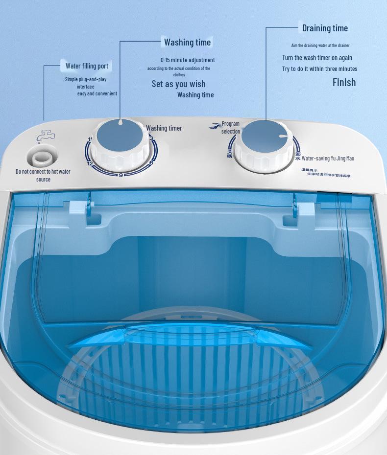 Compact Semi-Automatic Washing Machine for Baby and Household Laundry