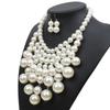 Temperament Fashion Multi Layer Pearl Necklace Earring Set Personality Versatile Tassel Pearl Exaggerated Collarbone Chain Female