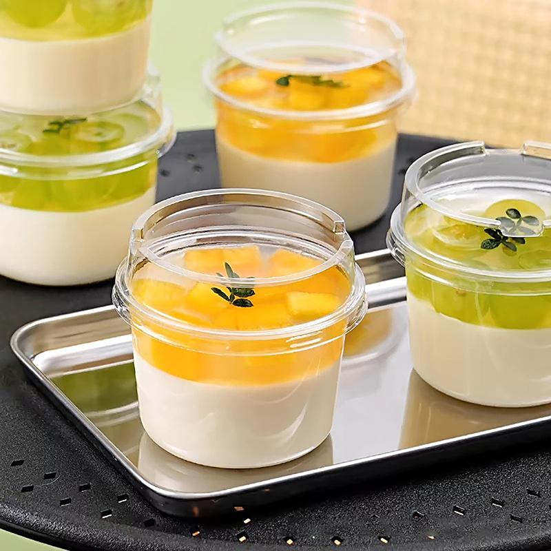 10/50Pcs Dessert Cup With Lid Transparent Ice Cream Cups For Pudding Yogurt Cups Mousse Cake Box Baking Packaging Container