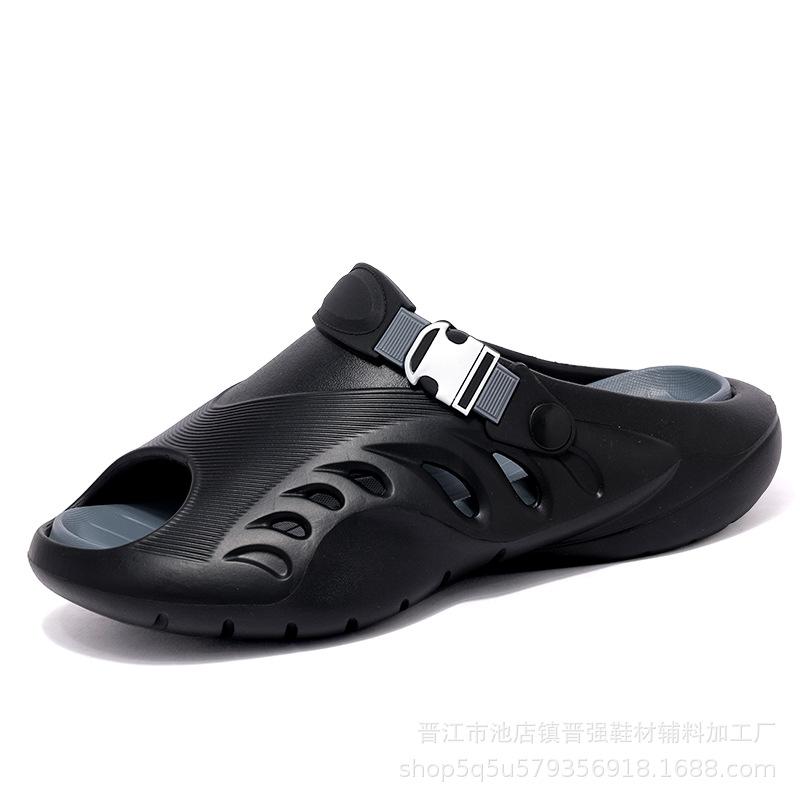 

Модные летние шлепанцы на толстой подошве, повседневные, с простой индивидуальностью, классические с открытым носком, с нескользящей и износостойкой мужской дышащей мужской сандалией 45 черный серый