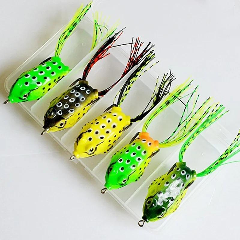 

5Pc Simulated Toad Frog Soft Fish Bait Comes With Tassels To Mimic Live Animals And Attract Fishing Prey Outdoor Go Angling Tool
