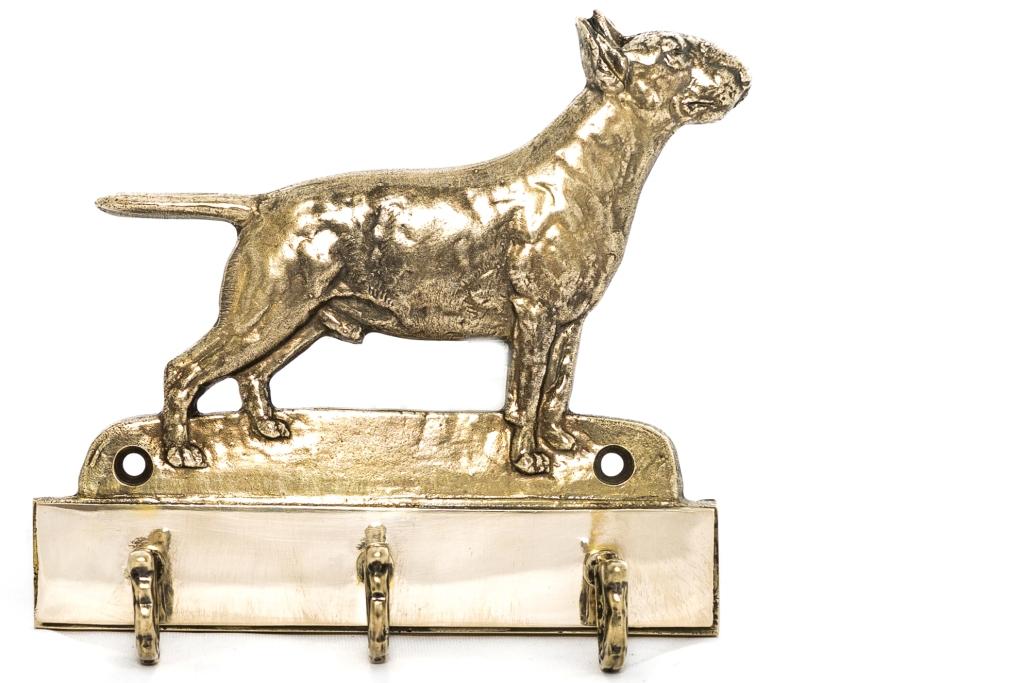 Bulterier, Bull Terrier - Wieszak Na Klucze Z Psem, Mosiężny Uchwyt Na Psie Akcesoria, Elegancka Ozdoba Do Korytarza Marki Art-Dog