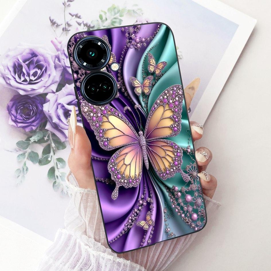 For Tecno Camon 19 Pro CI8 Case Camon19 Pro 5G CI7n Cover Pretty Butterfly Soft Silicone Black Cover For Tecno Camon 19 Neo Etui