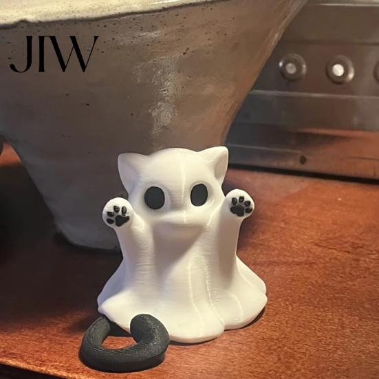 Halloween-Themen-Raumdekoration Geist Katze Statue, Niedliche Figur, Cartoon-Feiertags-Sammlerfiguren Gruselige Dekoration für Zuhause Büro Schreibtisch Dekor