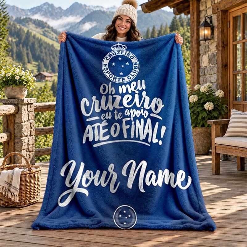Cruzeiro Esporte Clube Custom Name Flannel Blanket Personalized Soft Warm Plush Throw Blanket Customized Gift for Family Friends