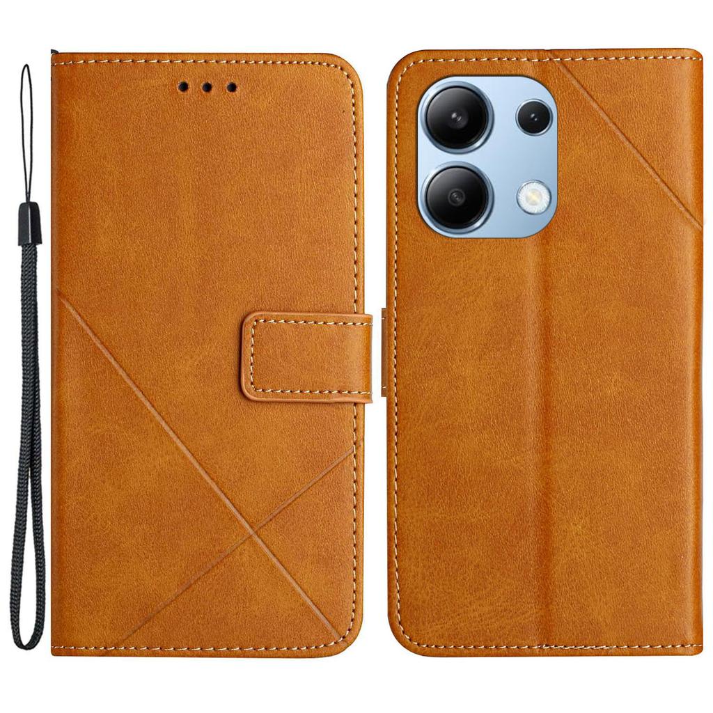 For Xiaomi Redmi Note 13 4G Case Leather Wallet Line Pattern Phone Cover