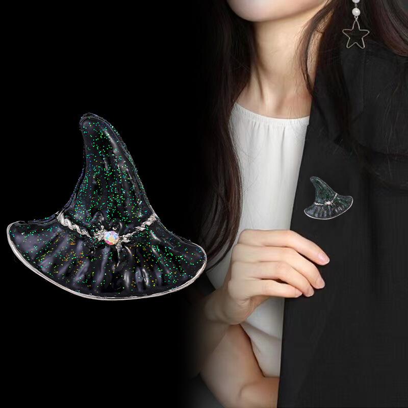 Halloween Brooch Spooky Hat Witch Pin Men Women Accessories Holiday Gift