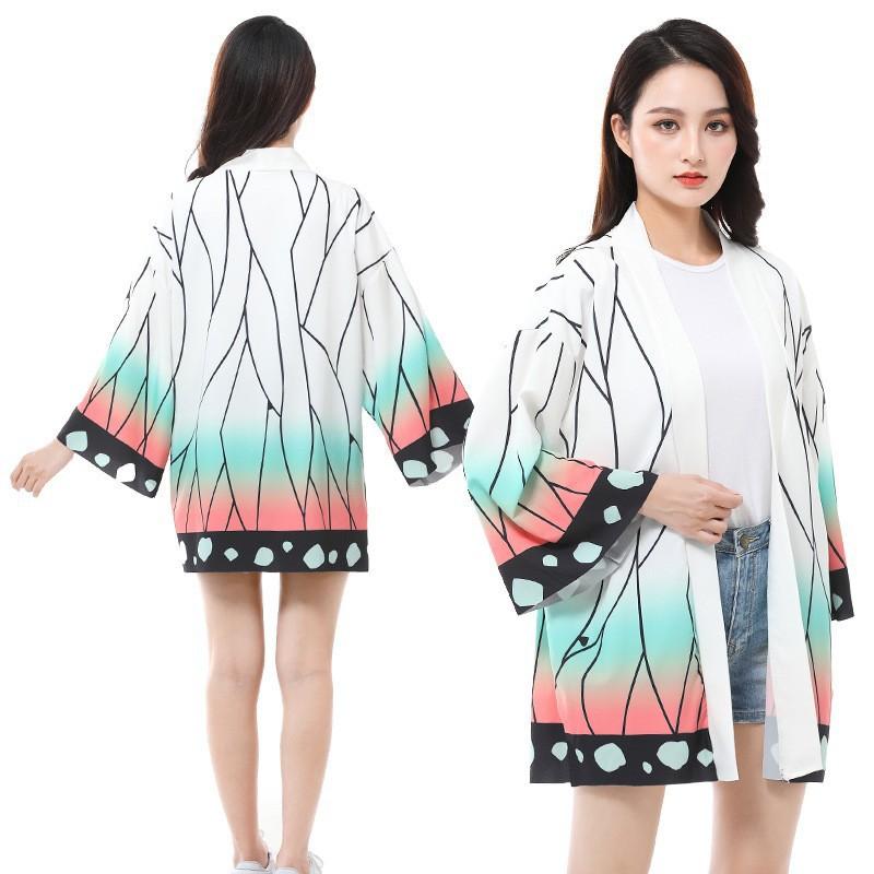 Summer Cosplay for Women Men Japanese Anime Shinobu Kocho Butterfly Samurai Haori Coat Outerwear