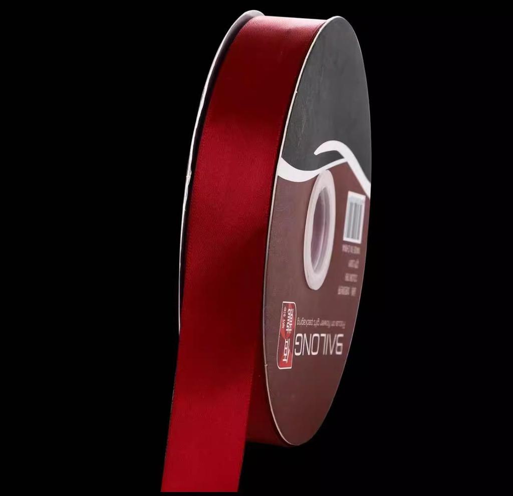 2.5cm High-Grade Solid Color Red Silk Ribbon for Gift, Bouquet, and Cake Box Packaging