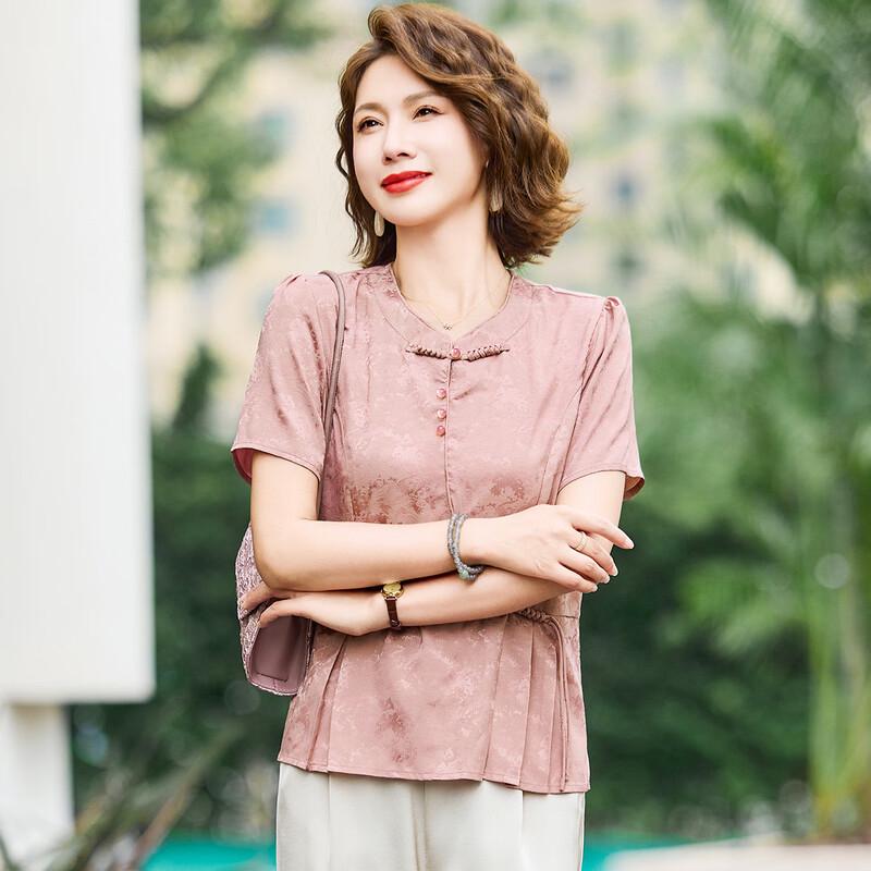 Jianhu Mid-Aged Women's Chinese Style Thin Short Sleeve T-Shirt