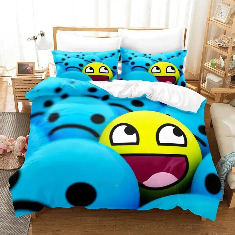 Cartoon Smiley Bettwäsche-Set Bettbezug Bettset Steppdeckenbezug Kissenbezug Steppdecke King Queen Größe Jungen Erwachsene Bettwäsche-Set