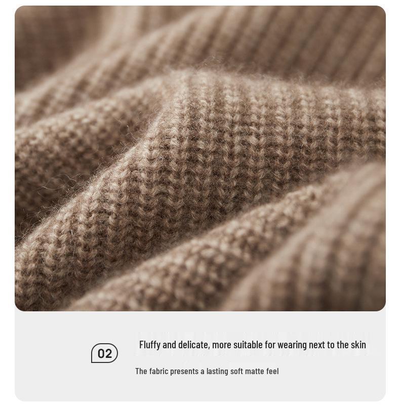 Men's Solid Color Cashmere Knit Cardigan - Autumn/Winter 2025, Loose, Soft, Comfortable, Zipper, Long Sleeve, Versatile.