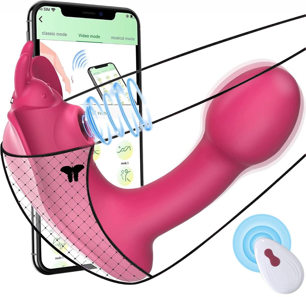YAMAIR Vibrator for Electric Clitoral 10 Vibration Modes 10 Tap Modes APP Call Video 10m Remote Control Two Point Adult Soft Adult Rose Color Women,