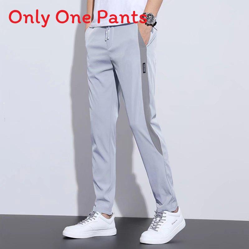 Summer Ice Silk Mens Casual Pants With Spliced Design For Youth And Teenagers