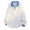 Men's Autumn Spliced Trendy Long-Sleeve Shirt Collar Sweatshirt