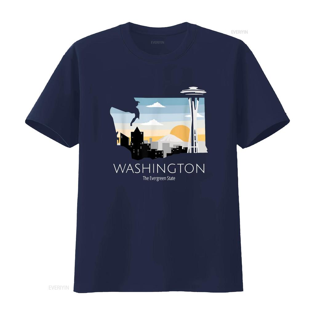 Washington Proud State Motto The Evergreen T Shirt vintage Washed Stylish Soft streetwear Slightly Versatile graphic fashion