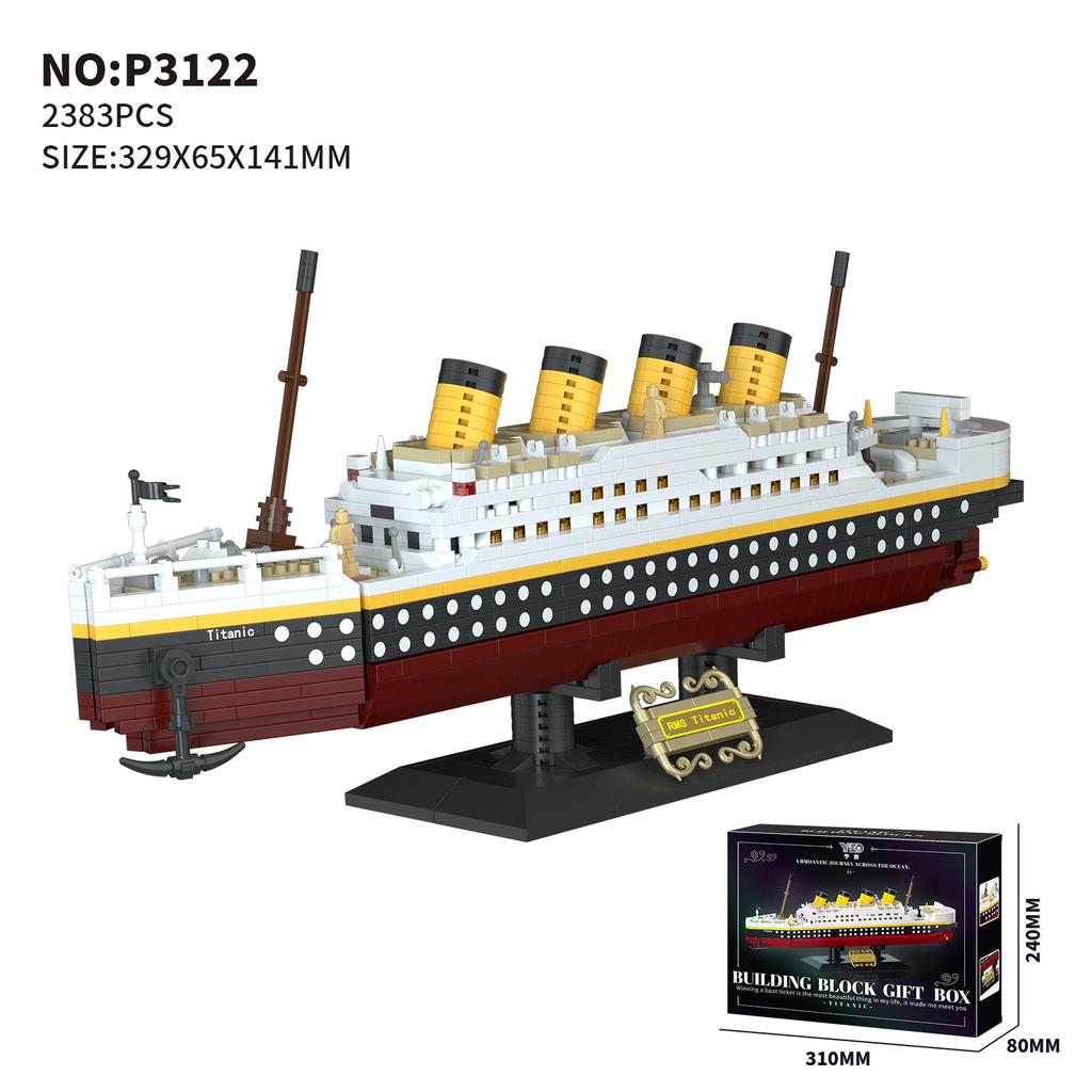 Titanic Giant Ocean Liner Model: High-Difficulty Assembly, Compatible with LEGO.