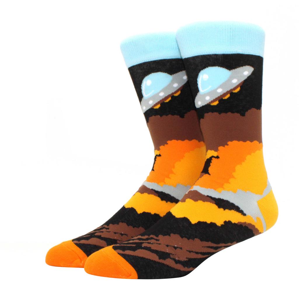 Unisex Malerei Stil Astronaut Mann Socken Baumwolle Harajuku Bunt Vollsocken Damen Weltraum Streetwear 1 Paar Größe 38-46