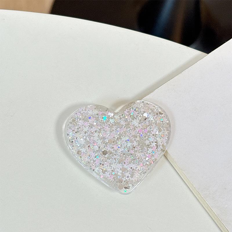 Elegant Sequins Heart Phone Holder: Women's Magnetic Ring & Stand for TV Viewing