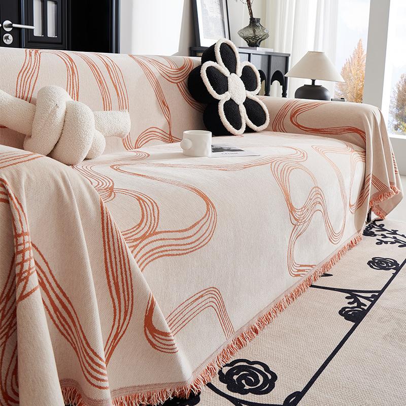 Chenille Sofa Towel Corrugated Lines Modern Simple Four-season Universal Sofa Cushion Cover Blanket Full Cover Sofa Cover