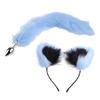 Metal Butt Plug with Fluffy Plush Animal Foxes Tail Ears Headband Set Cosplay Costume Props for Couples Game Sex Toy