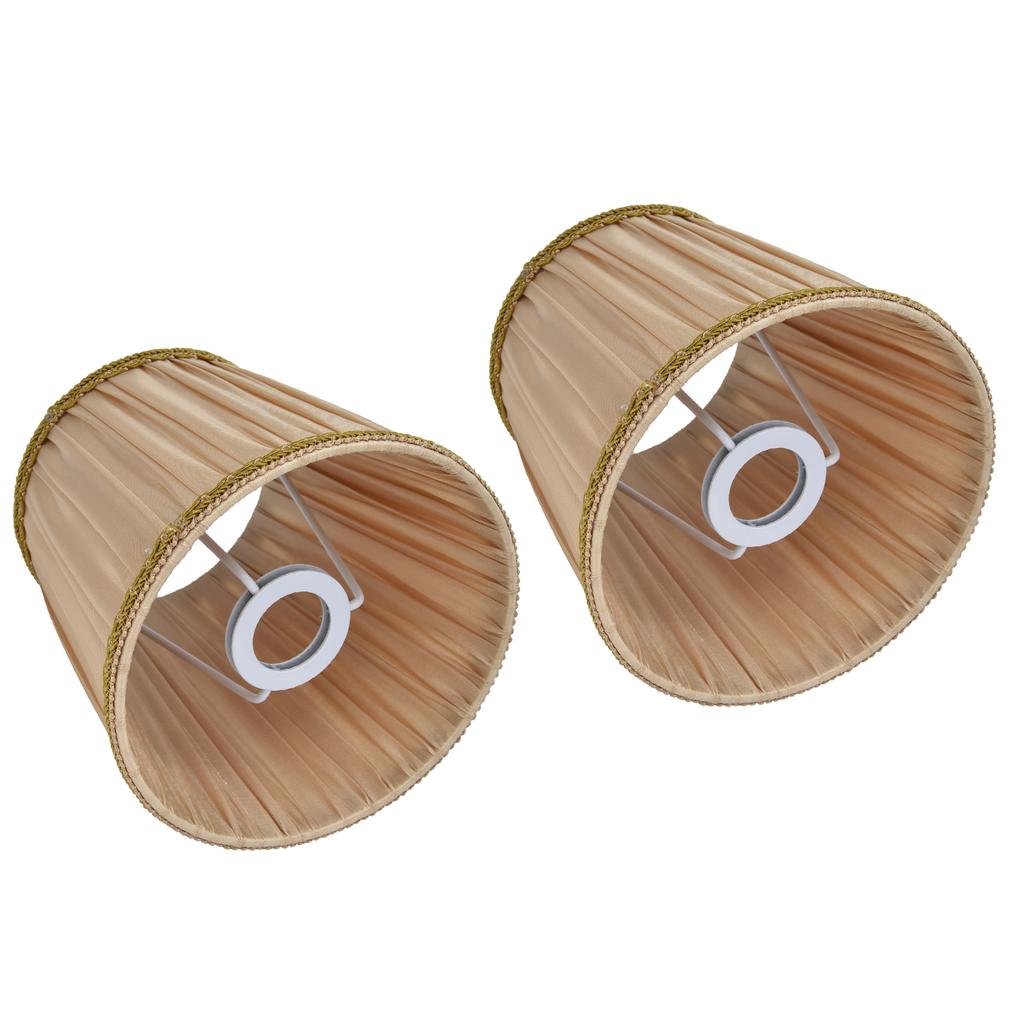 2 STK Stofflampenschirm Einfacher Lampenschirm für E14 Schraubkerzenlampe Tischleuchte Kronleuchter Gold