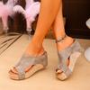 Summer Women's Wedge Slippers Rivet 8CM Heel Heel Waterproof Platform Slippers Women All-match Roman Fashion Zapatillas De Mujer
