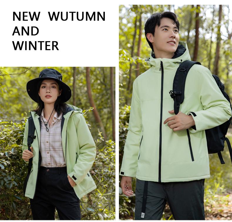 Men's and Women's Cotton-Padded Jacket: Thick, Warm, Hooded, Customizable Logo Windbreaker for Outdoor Work