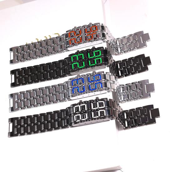 Men Digital Watch Large Screen Electroplated High Accuracy Decorative Cool Style Individual Stainless Comfortable Strap Lighweight Men Wristband