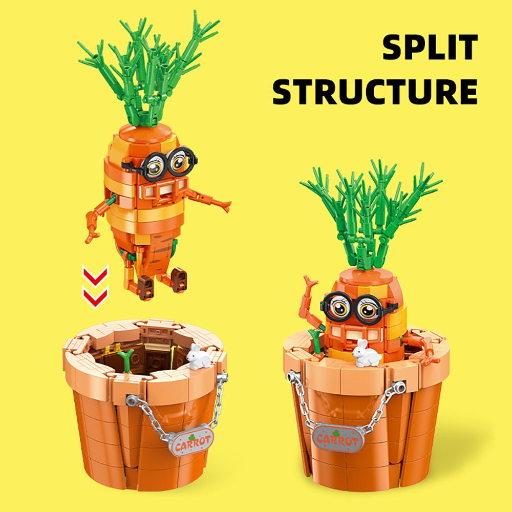 KNEW BUILT Carrot Potato DIY Potted Plant Model Building Block Toys-Great for Early LearningDesk & Home DecorFestival Present