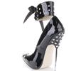 Fashion FHC 16cm Metal High Heels Women Pumps,T Stage Show Rivets Pole Dance Shoes,Pointed Toe,Ankle Strap,Red,Purple,Black,Big SIze 46,